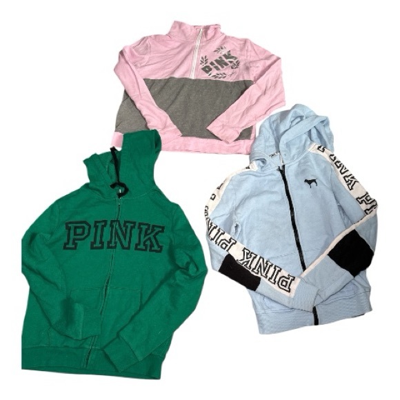 PINK Victoria's Secret Tops - PINK Victoria's Secret Hoodie & Sweatshirt Bundle Lot of 3 Small